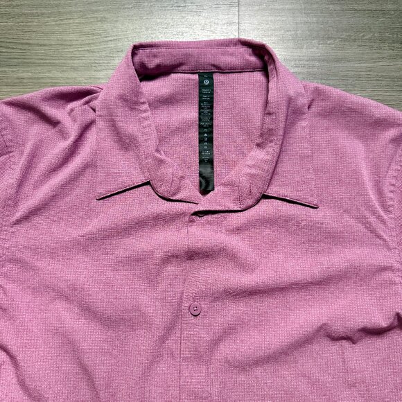 Lululemon Men's Airing Easy Short Sleeve Button-Up Shirt - Pink - Picture 3 of 7